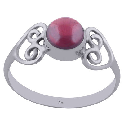 Gorgeous Wire Work Around Garnet Round Shape 925 Sterling Solid Silver Ring - R3402167-6