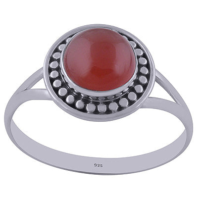 Stunning Handwork Split Shank Carnelian Round Shape 925 Sterling Solid Silver Ring - R3402172-32