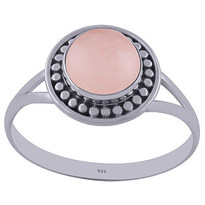 Stunning Handwork Split Shank Rose Quartz Round Shape 925 Sterling Solid Silver Ring - R3402172-49