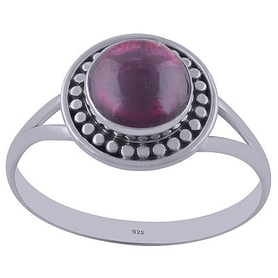 Stunning Handwork Split Shank Garnet Round Shape 925 Sterling Solid Silver Ring - R3402172-9