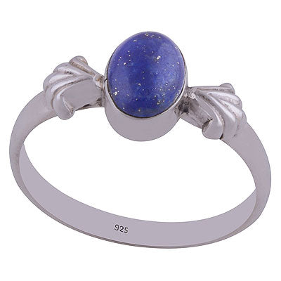 Gorgeous Handcrafted Pattern Around Lapis Oval Shape 925 Sterling Solid Silver Ring - R3402254-48