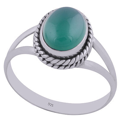 Stunning Wire Work Around Green Onyx Oval Shape 925 Sterling Solid Silver Ring - R3402263-44