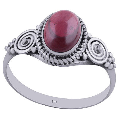 Stunning Coil Wire Work Around Garnet Oval Shape 925 Sterling Solid Silver Ring - R3402282-6