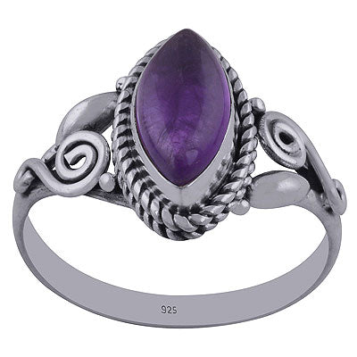 Alluring Wire Coil Work Around Amethyst Marquise Shape 925 Sterling Solid Silver Ring - R3402286-1
