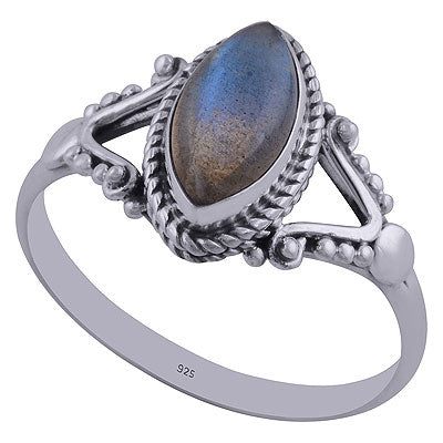 Stunning Handcrafted Rawa Work Around Labradorite Marquise Shape 925 Sterling Solid Silver Ring - R3402292-18