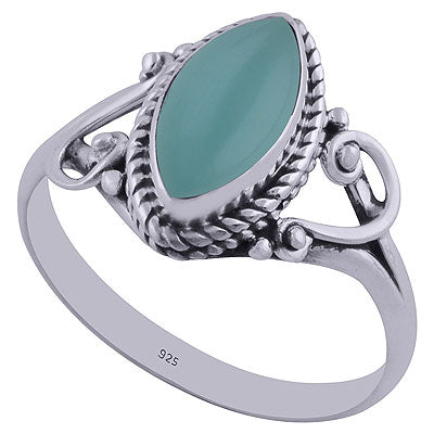 Gorgeous Twisted Wire Work Around Aqua Chalcedony Marquise Shape 925 Sterling Solid Silver Ring - R3402293-36