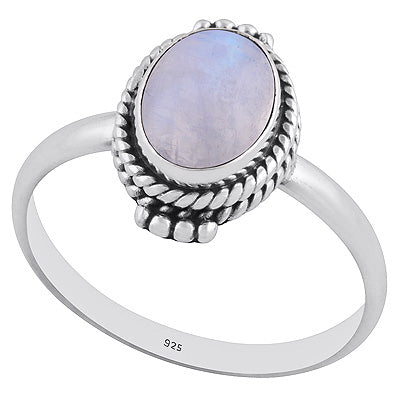 Stunning Rawa & Handwork Around Rainbow Moonstone Oval Shape 925 Sterling Solid Silver Ring - R3402310-15