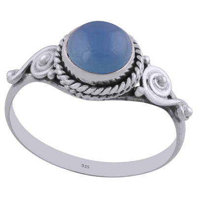 Gorgeous Twisted Wire Work Around Blue Chalcedony Round Shape 925 Sterling Solid Silver Ring - R3402312-41