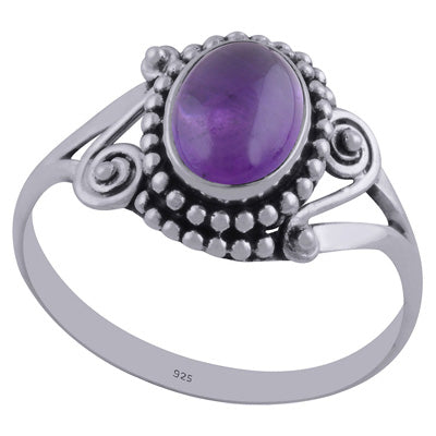 Gorgeous Rawa & Wire Work Around Amethyst Oval Shape 925 Sterling Solid Silver Ring - R3402315-1