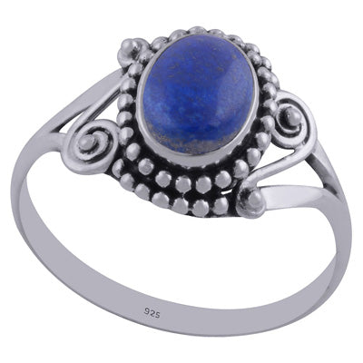Gorgeous Rawa & Wire Work Around Lapis Oval Shape 925 Sterling Solid Silver Ring - R3402315-28