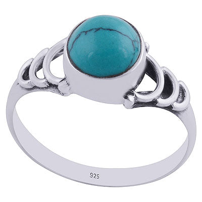 Gorgeous Wire Work Pattern Around Turquoise Round Shape 925 Sterling Solid Silver Ring - R3402321-9