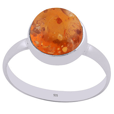 Alluring Gemstone Amber Amber Round Shape 925 Sterling Solid Silver Ring - R3402332-7