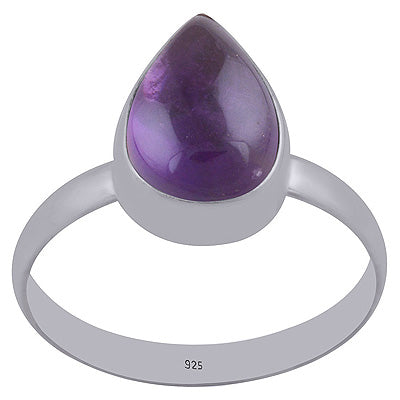 Beautiful Simple Amethyst Pear Shape 925 Sterling Solid Silver Ring - R3402333-193