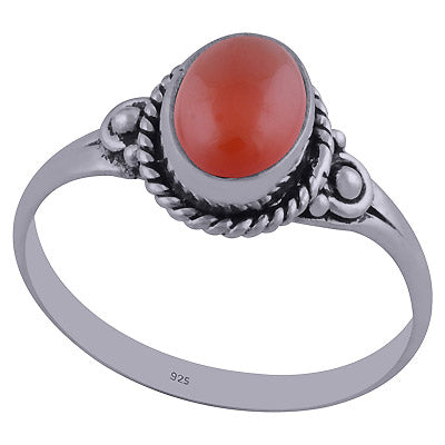 Beautiful Rawa Twisted Wire Around Carnelian Oval Shape 925 Sterling Solid Silver Ring - R3402343-44