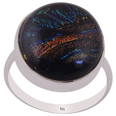 Beautiful Gemstone Dichroic Glass Oval Shape 925 Sterling Solid Silver Ring - R3402370-119