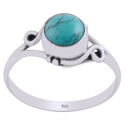 Gorgeous Wire work Around Turquoise Round Shape 925 Sterling Solid Silver Ring - R3402374-9