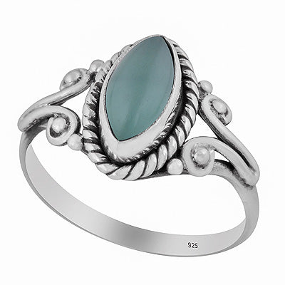Gorgeous Twisted Wire Work Around Aqua Chalcedony Marquise Shape 925 Sterling Solid Silver Ring - R3402378-38