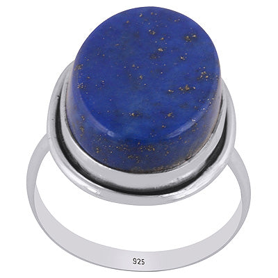 Beautiful Plain Lapis Oval Shape 925 Sterling Solid Silver Rings - R3402405-49