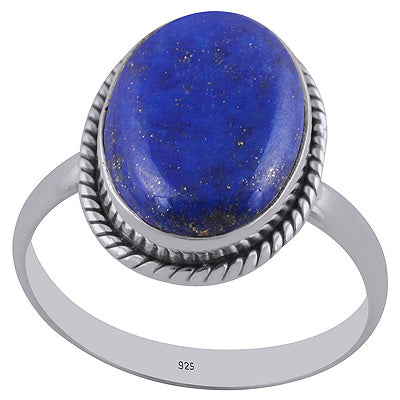 Stunning Statement Lapis Oval Shape 925 Sterling Solid Silver Ring - R3402406-32