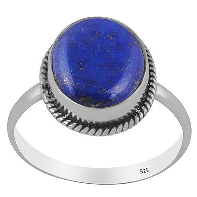 Stunning Statement Lapis Oval Shape 925 Sterling Solid Silver Ring - R3402406-36