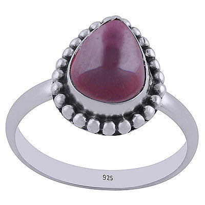 Beautiful Rawa Work Around Garnet Pear Shape 925 Sterling Solid Silver Ring - R3402413-45