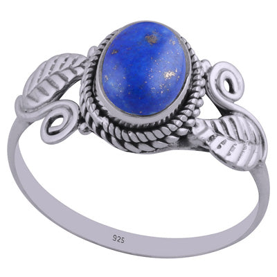 Gorgeous Handcrafted Work Around Lapis Oval Shape 925 Sterling Solid Silver Ring - R3402425-26