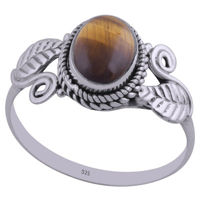 Gorgeous Handcrafted Work Around Tiger's Eye Oval Shape 925 Sterling Solid Silver Ring - R3402425-40