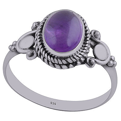 Stunning Twisted Wire Work Around Amethyst Oval Shape 925 Sterling Solid Silver Ring - R3402430-1