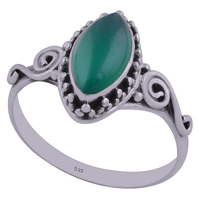Gorgeous Rawa Work Around Green Onyx Marquise Shape 925 Sterling Solid Silver Ring - R3402433-39