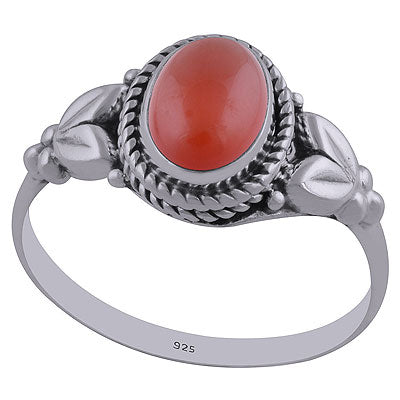 Alluring Handcrafted Work Around Carnelian Oval Shape 925 Sterling Solid Silver Ring - R3402435-28