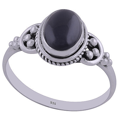 Beautiful Rawa & Wire Work Around Black Onyx Oval Shape 925 Sterling Solid Silver Ring - R3402436-47