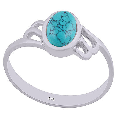 Gorgeous Cut Work Around Turquoise Oval Shape 925 Sterling Solid Silver Ring - R3402477-23
