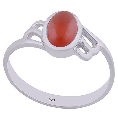Gorgeous Cut Work Around Carnelian Oval Shape 925 Sterling Solid Silver Ring - R3402477-27