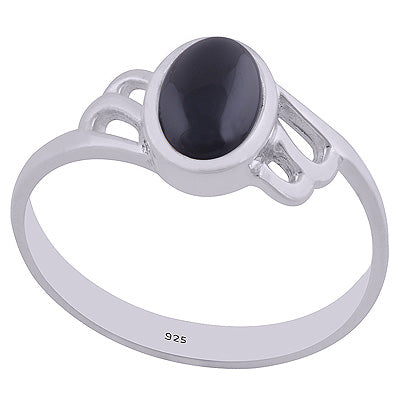 Gorgeous Cut Work Around Black Onyx Oval Shape 925 Sterling Solid Silver Ring - R3402477-33