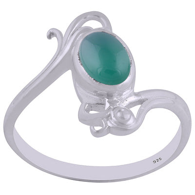 Beautifully Handcrafted Work Around Green Onyx Oval Shape 925 Sterling Solid Silver Ring - R3402480-28