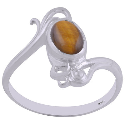 Beautifully Handcrafted Work Around Tiger's Eye Oval Shape 925 Sterling Solid Silver Ring - R3402480-31