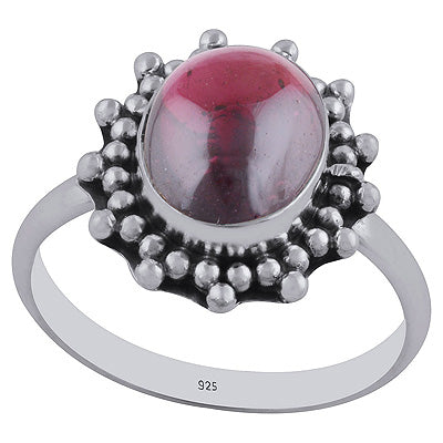 Gorgeous Rawa Work Around Garnet Oval Shape 925 Sterling Solid Silver Ring - R3402489-17