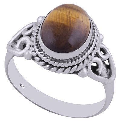 Tiger's Eye 925 Sterling Silver Ring - R3402532-57
