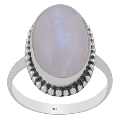 Gorgeous Rawa Work Around Rainbow Moonstone Oval Shape 925 Sterling Solid Silver Ring - R3402542-89