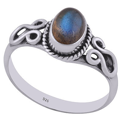 Classic Handwork Labradorite Oval Shape 925 Sterling Solid Silver Ring - R3402548-21