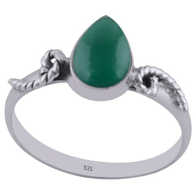 Gorgeous Coiling Work Around Green Onyx Pear Shape 925 Sterling Solid Silver Ring - R3402567-37