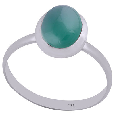 Beautiful Gemstone Green Onyx Round Shape 925 Sterling Solid Silver Ring - R3402632-38