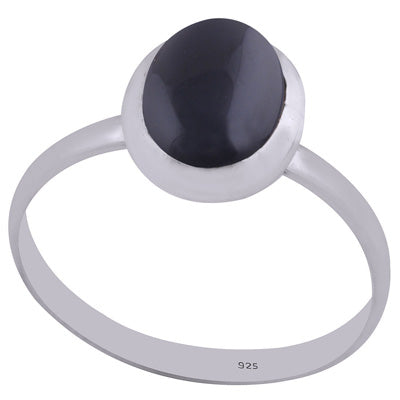 Beautiful Gemstone Black Onyx Round Shape 925 Sterling Solid Silver Ring - R3402632-46