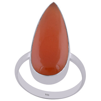 Alluring Elongated Gemstone Carnelian Pear Shape 925 Sterling Solid Silver Ring - R3402646-10