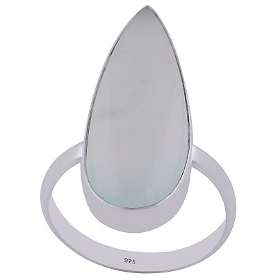 Alluring Elongated Gemstone Aqua Chalcedony Pear Shape 925 Sterling Solid Silver Ring - R3402646-13