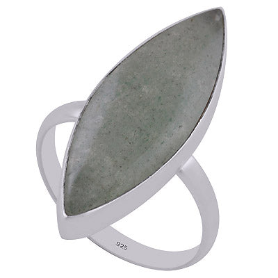 Gorgeous Elongated Gemstone Green Aventurine Marquise Shape 925 Sterling Solid Silver Ring - R3402647-23