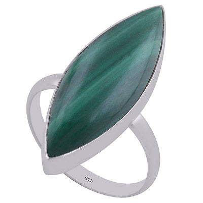 Gorgeous Elongated Gemstone Malachite Marquise Shape 925 Sterling Solid Silver Ring - R3402647-24