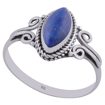 Gorgeous Twisted Coil Wire Work Around Lapis Marquise Shape 925 Sterling Solid Silver Ring - R3402652-21