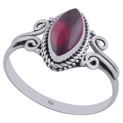 Gorgeous Twisted Coil Wire Work Around Garnet Marquise Shape 925 Sterling Solid Silver Ring - R3402652-24