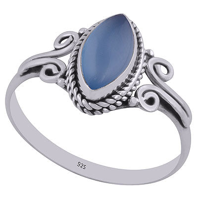 Gorgeous Twisted Coil Wire Work Around Blue Chalcedony Marquise Shape 925 Sterling Solid Silver Ring - R3402652-43